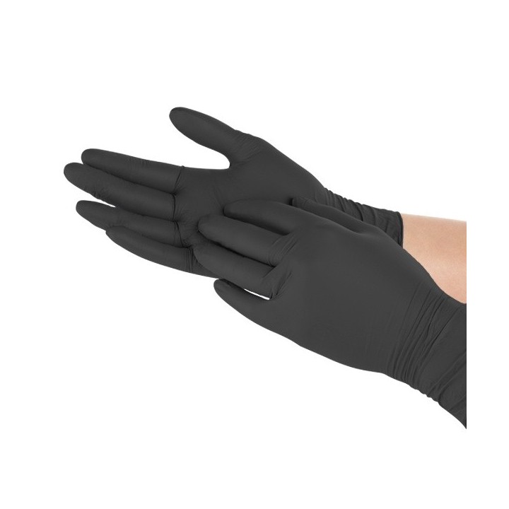 Gants Nitrile Noir Sans Poudre XS